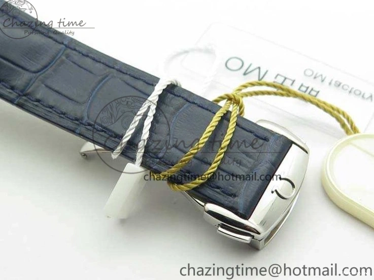 0308 MoistureWicking De Ville Chronograph SS OMF 1:1 Best Edition Blue Dial On Blue Leather Strap A 8110